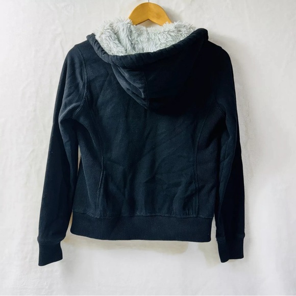 Guess Jeans ZipUp Hoodie Black Faux Fur Lined Y2K 90s Goth Grunge Bella Swan EMO - Picture 3 of 10